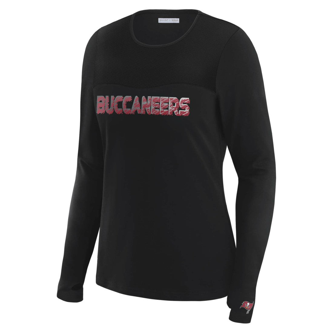 Tampa Bay Buccaneers WEAR by Erin Andrews x Gracie Hunt Women's Mesh Panel Long Sleeve T-Shirt | NFL Hot