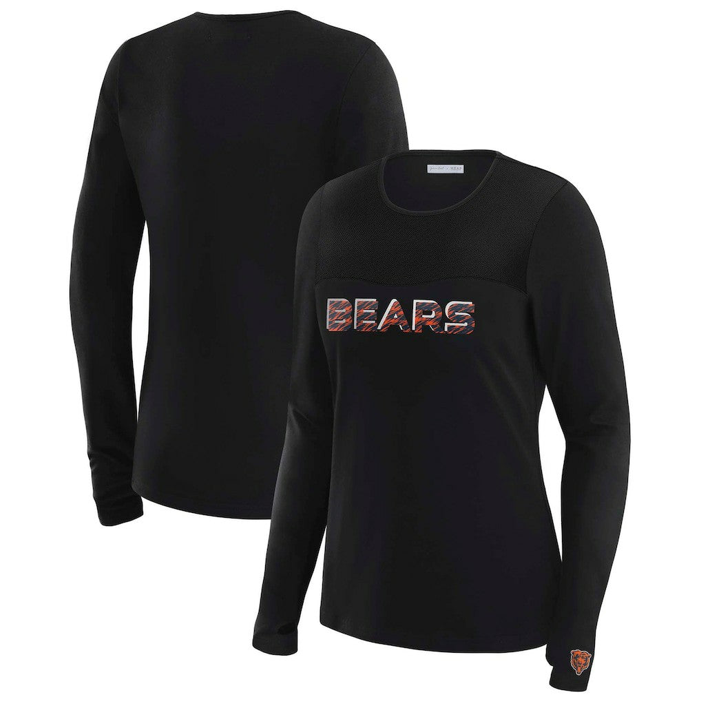Chicago Bears WEAR by Erin Andrews x Gracie Hunt Women's Mesh Panel Long Sleeve T-Shirt | NFL New