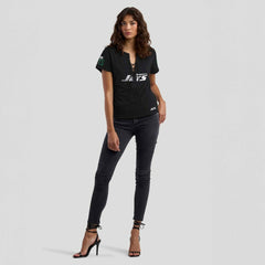 New York Jets WEAR by Erin Andrews x Gracie Hunt Women's Draft Me Lace-Up T-Shirt | NFL Discount