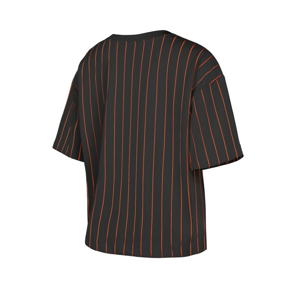 Baltimore Orioles New Era Women's Cooperstown Collection Multiplier Pinstripe Cropped T-Shirt - MLB T-shirts