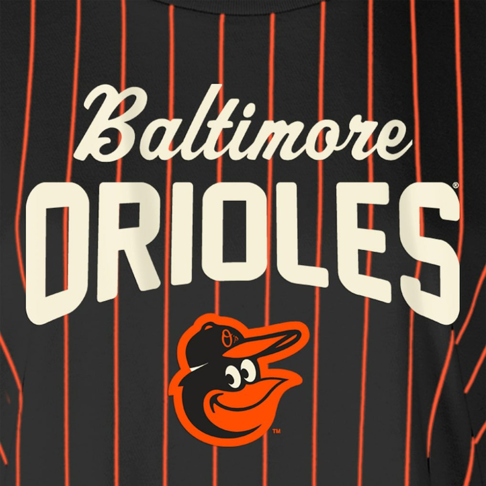 Baltimore Orioles New Era Women's Cooperstown Collection Multiplier Pinstripe Cropped T-Shirt - MLB T-shirts