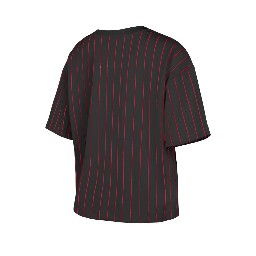 Cincinnati Reds New Era Women's Cooperstown Collection Multiplier Pinstripe Cropped T-Shirt - MLB T-shirts