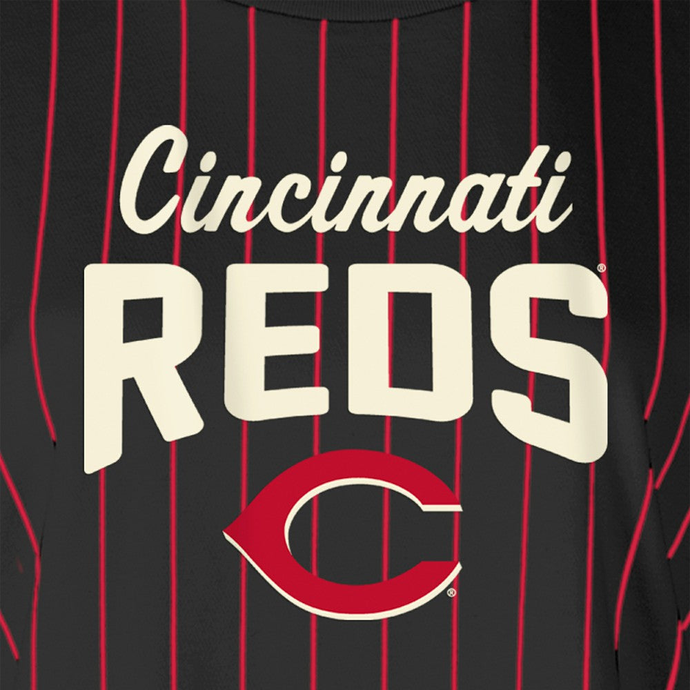 Cincinnati Reds New Era Women's Cooperstown Collection Multiplier Pinstripe Cropped T-Shirt - MLB T-shirts