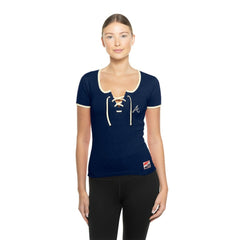 Atlanta Braves New Era Women's Throwback Lace Up T-Shirt - MLB T-shirts