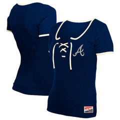 Atlanta Braves New Era Women's Throwback Lace Up T-Shirt - MLB T-shirts