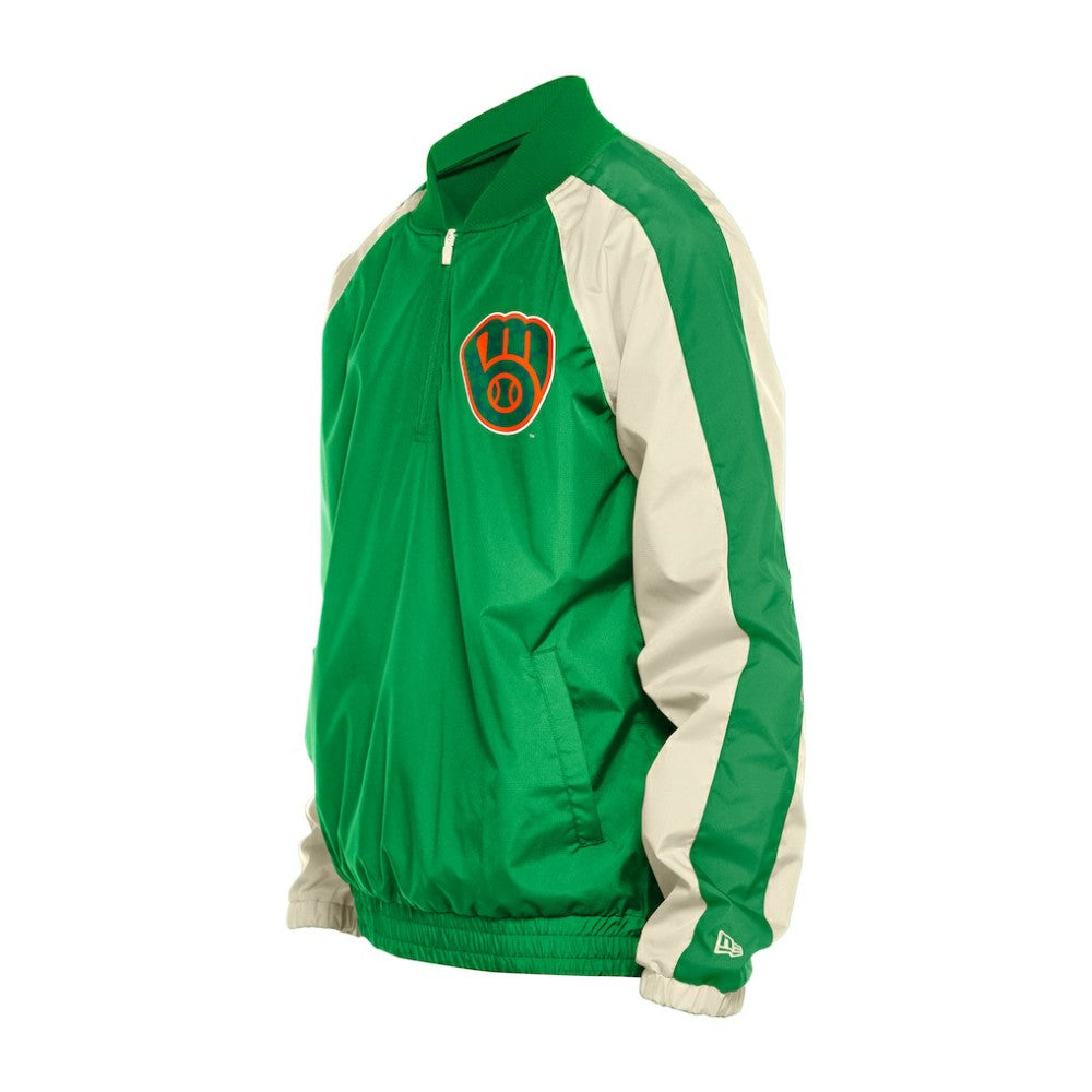 Milwaukee Brewers New Era St. Patrick's Day Ripstop Raglan Quarter-Zip Windbreaker - MLB Tops