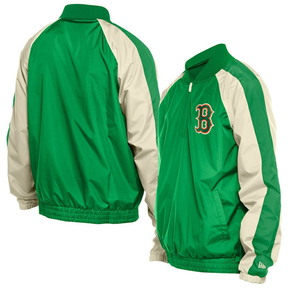 Boston Red Sox New Era St. Patrick's Day Ripstop Raglan Quarter-Zip Windbreaker - MLB Tops