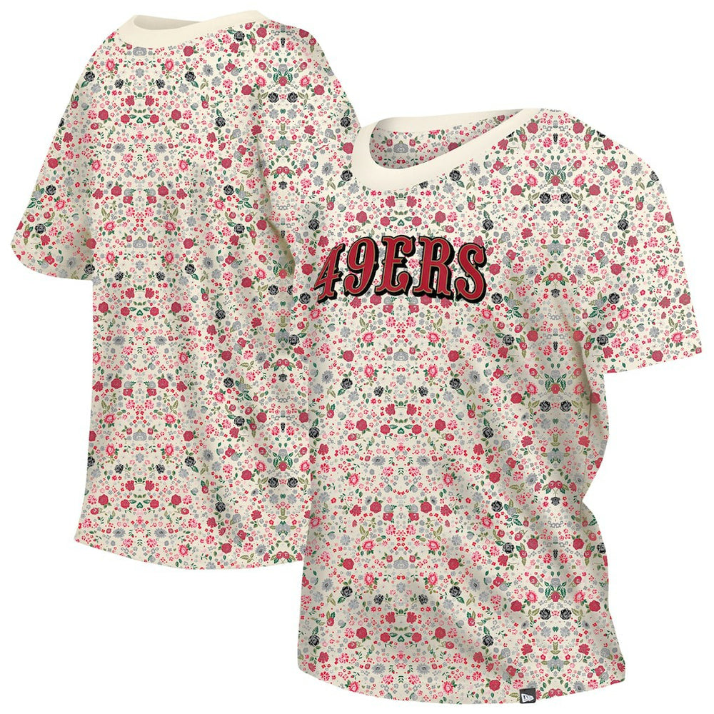 San Francisco 49ers Women's Glam Game Floral Scoop Neck T-Shirt | NFL Online