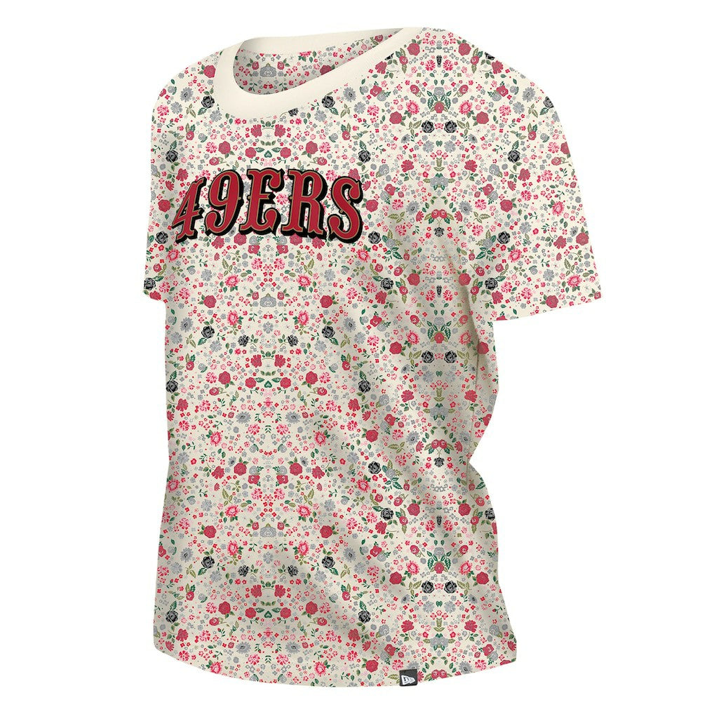 San Francisco 49ers Women's Glam Game Floral Scoop Neck T-Shirt | NFL Online