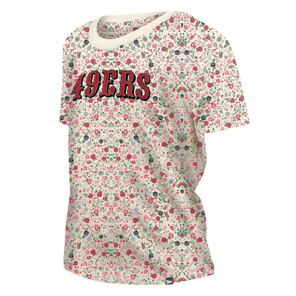 San Francisco 49ers Women's Glam Game Floral Scoop Neck T-Shirt | NFL Online