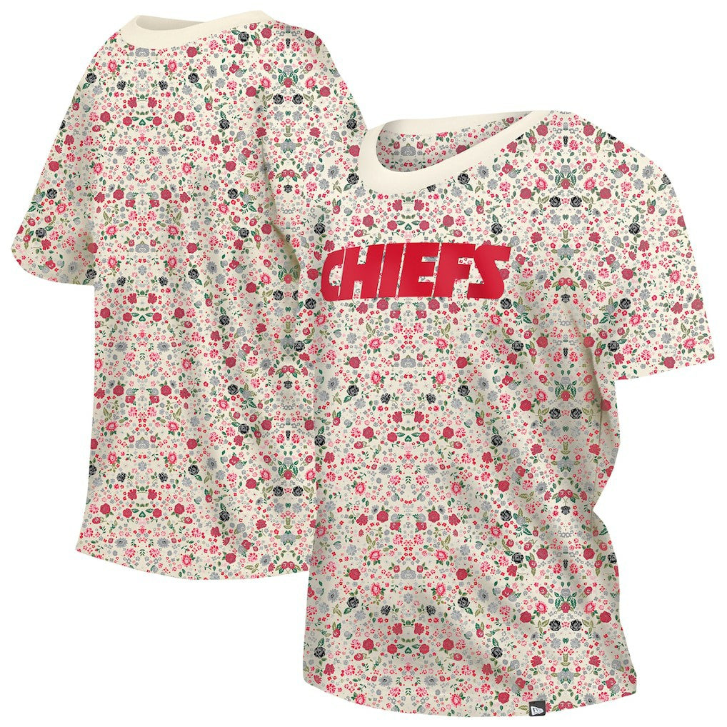 Kansas City Chiefs Women's Glam Game Floral Scoop Neck T-Shirt | NFL Outlet