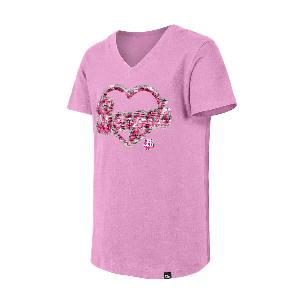 Cincinnati Bengals Girls Youth Flip Sequins V-Neck T-Shirt | NFL Near me