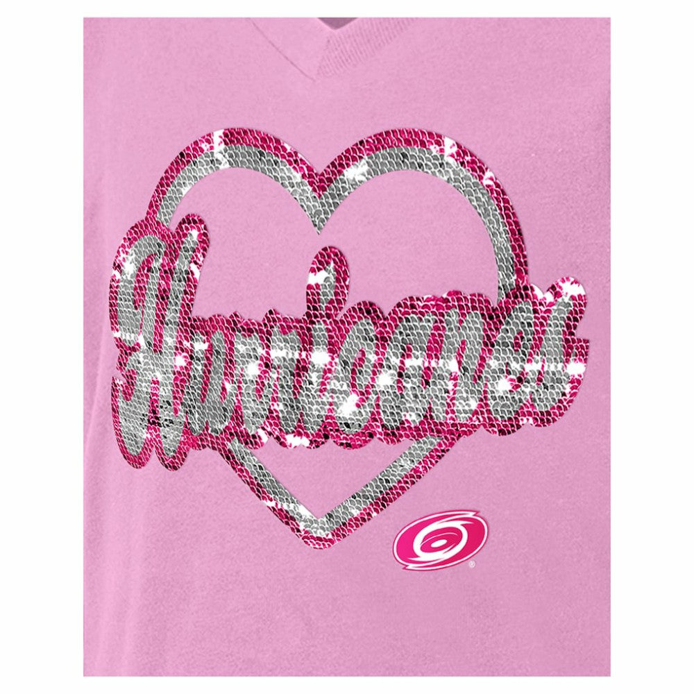 Carolina Hurricanes New Era Girl's Youth Flip Sequin V-Neck T-Shirt -  NHL T-shirts