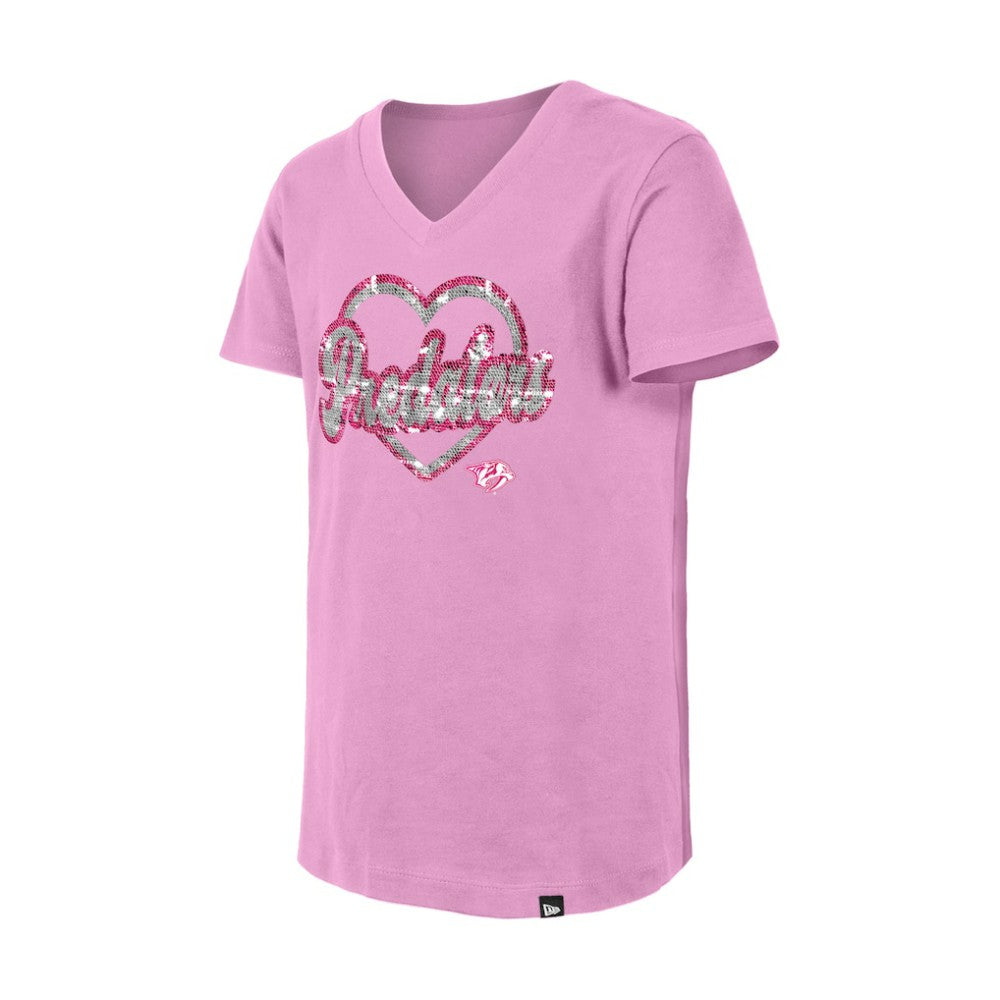Nashville Predators New Era Girl's Youth Flip Sequin V-Neck T-Shirt -  NHL T-shirts