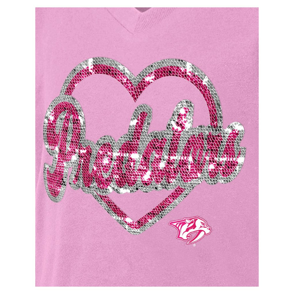 Nashville Predators New Era Girl's Youth Flip Sequin V-Neck T-Shirt -  NHL T-shirts