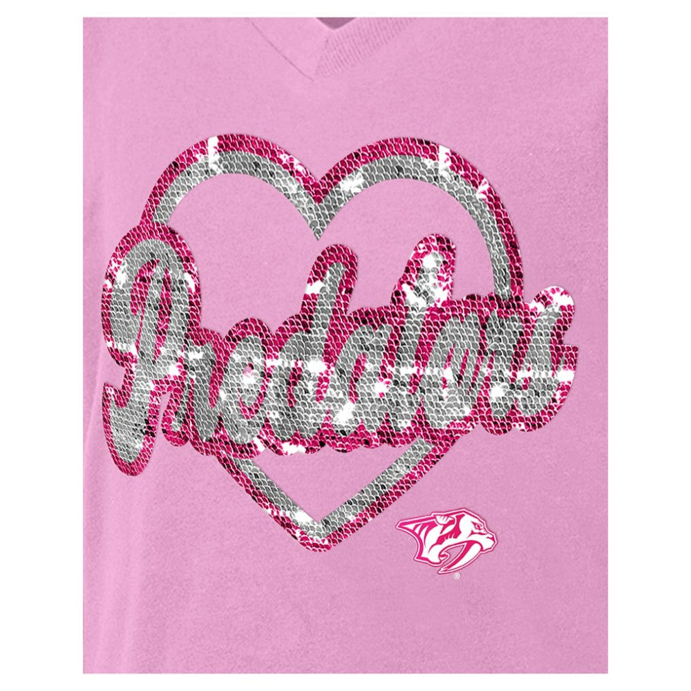 Nashville Predators New Era Girl's Youth Flip Sequin V-Neck T-Shirt -  NHL T-shirts