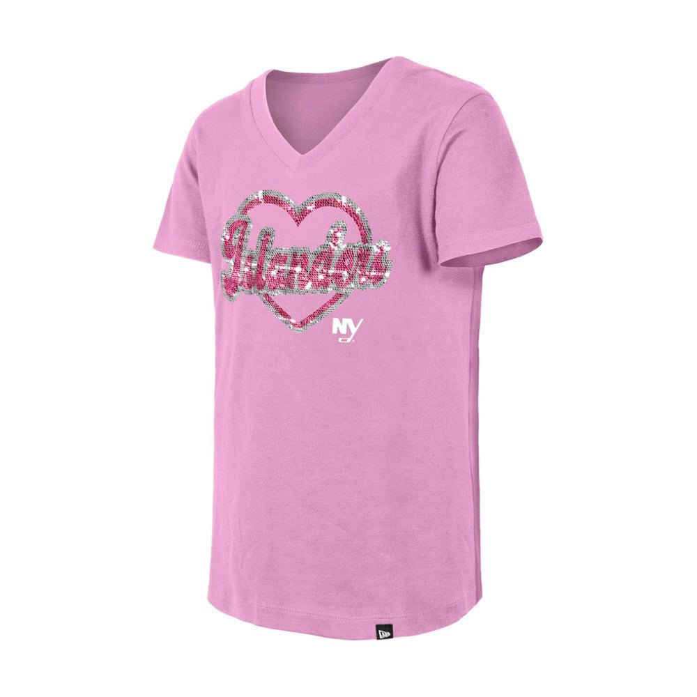 New York Islanders New Era Girl's Youth Flip Sequin V-Neck T-Shirt -  NHL T-shirts