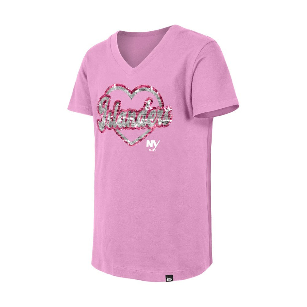 New York Islanders New Era Girl's Youth Flip Sequin V-Neck T-Shirt -  NHL T-shirts