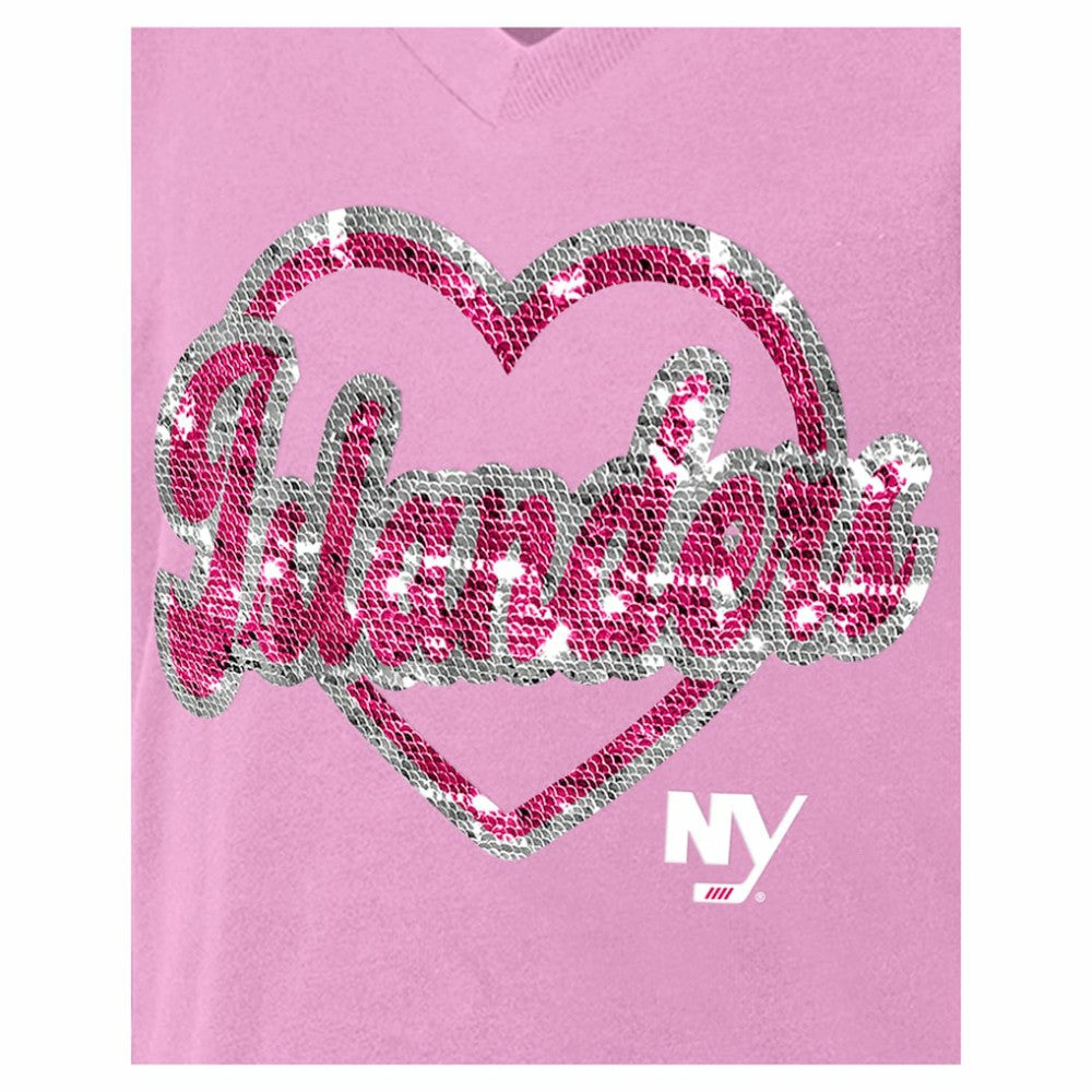 New York Islanders New Era Girl's Youth Flip Sequin V-Neck T-Shirt -  NHL T-shirts