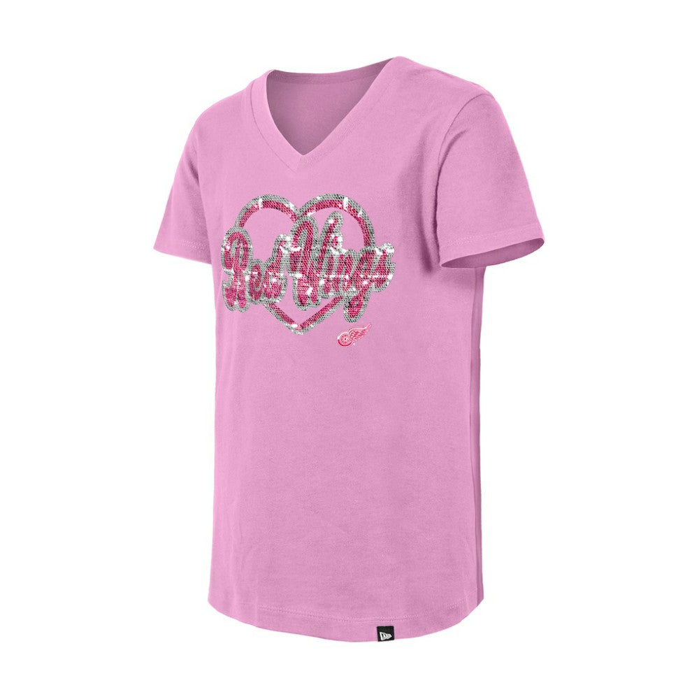 Detroit Red Wings New Era Girl's Youth Flip Sequin V-Neck T-Shirt -  NHL T-shirts