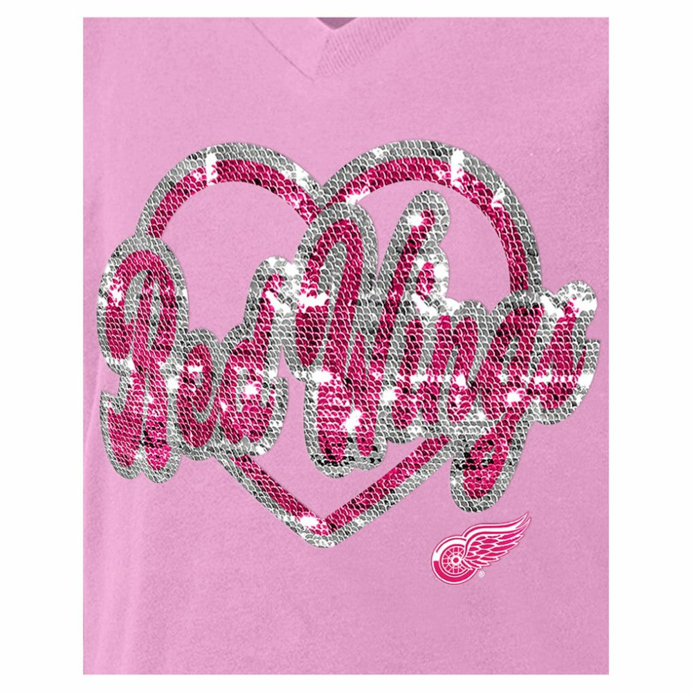Detroit Red Wings New Era Girl's Youth Flip Sequin V-Neck T-Shirt -  NHL T-shirts