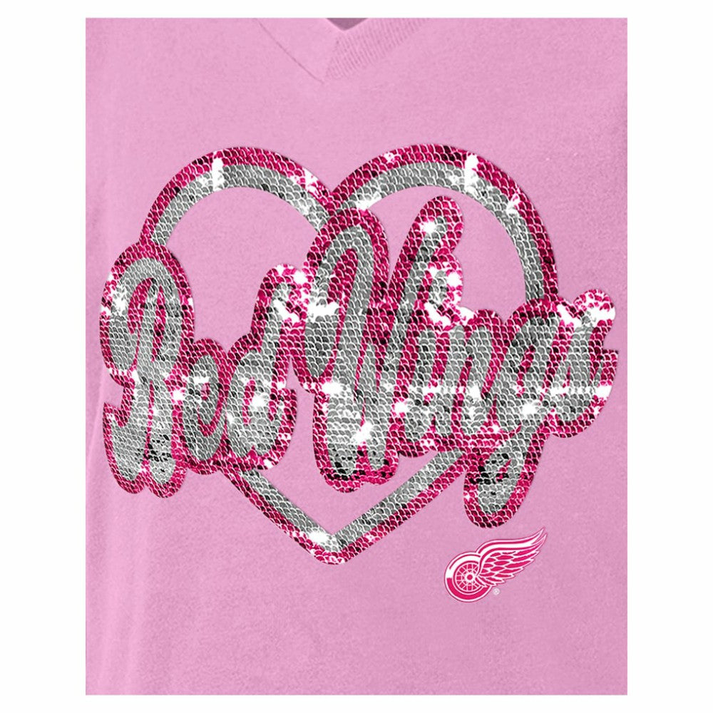 Detroit Red Wings New Era Girl's Youth Flip Sequin V-Neck T-Shirt -  NHL T-shirts