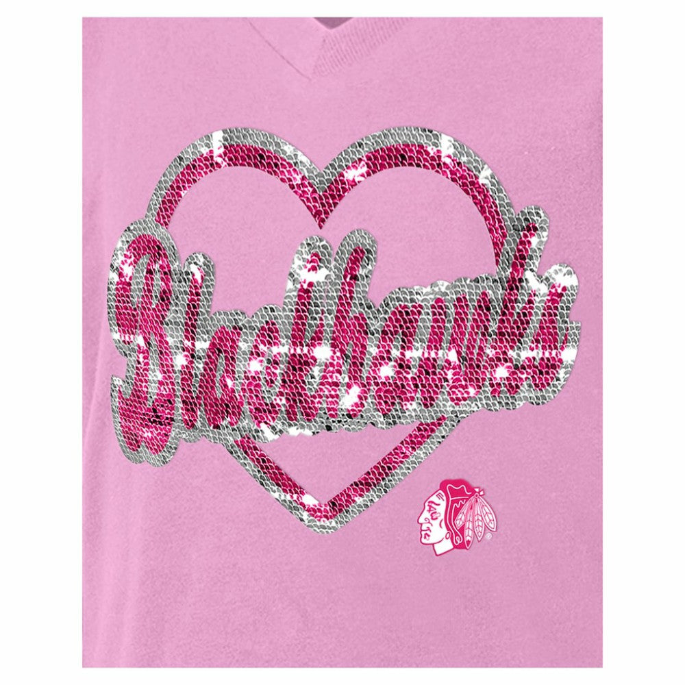 Chicago Blackhawks New Era Girl's Youth Flip Sequin V-Neck T-Shirt -  NHL T-shirts