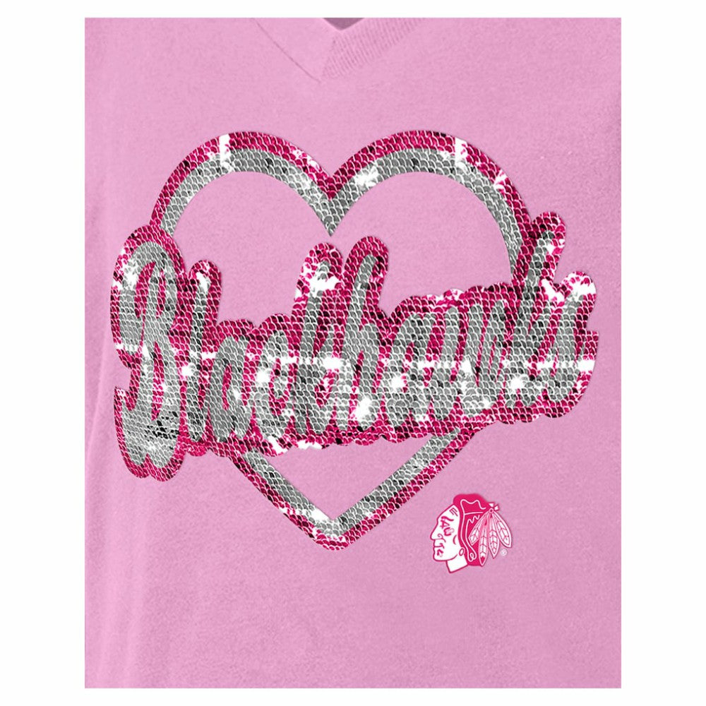 Chicago Blackhawks New Era Girl's Youth Flip Sequin V-Neck T-Shirt -  NHL T-shirts