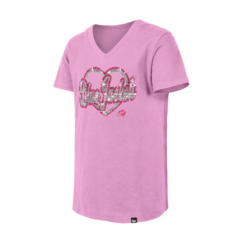 Columbus Blue Jackets New Era Girl's Youth Flip Sequin V-Neck T-Shirt -  NHL T-shirts