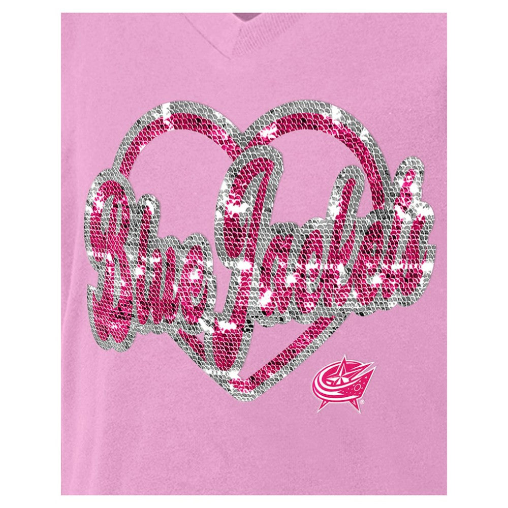 Columbus Blue Jackets New Era Girl's Youth Flip Sequin V-Neck T-Shirt -  NHL T-shirts