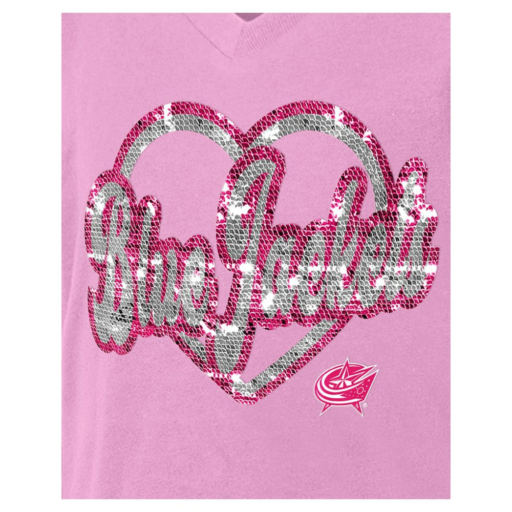 Columbus Blue Jackets New Era Girl's Youth Flip Sequin V-Neck T-Shirt -  NHL T-shirts