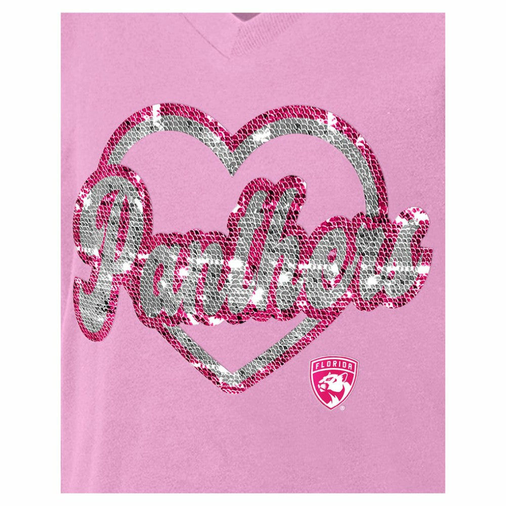 Florida Panthers New Era Girl's Youth Flip Sequin V-Neck T-Shirt -  NHL T-shirts