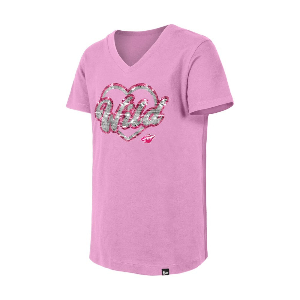 Minnesota Wild New Era Girl's Youth Flip Sequin V-Neck T-Shirt -  NHL T-shirts
