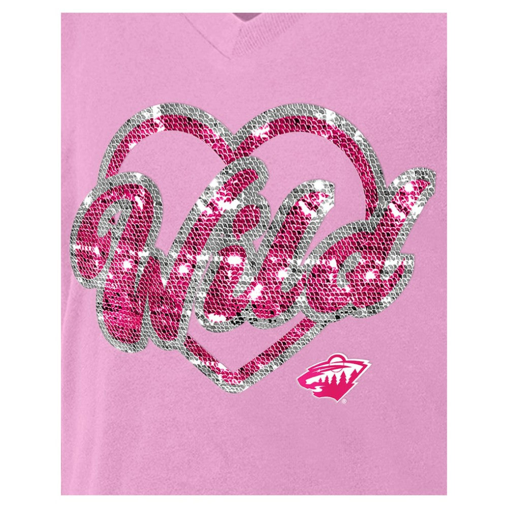 Minnesota Wild New Era Girl's Youth Flip Sequin V-Neck T-Shirt -  NHL T-shirts