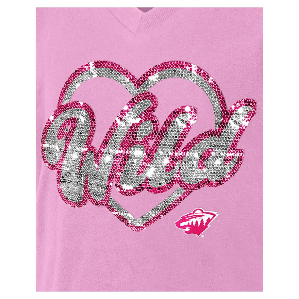 Minnesota Wild New Era Girl's Youth Flip Sequin V-Neck T-Shirt -  NHL T-shirts