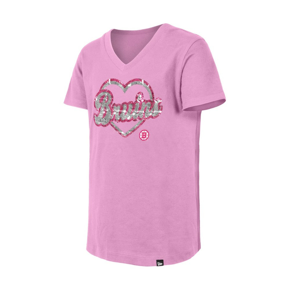 Boston Bruins New Era Girl's Youth Flip Sequin V-Neck T-Shirt -  NHL T-shirts