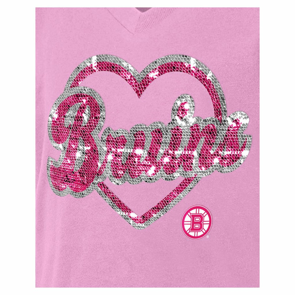 Boston Bruins New Era Girl's Youth Flip Sequin V-Neck T-Shirt -  NHL T-shirts
