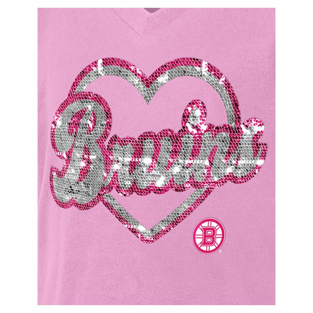 Boston Bruins New Era Girl's Youth Flip Sequin V-Neck T-Shirt -  NHL T-shirts