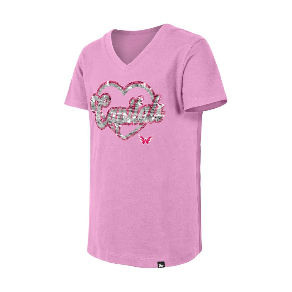 Washington Capitals New Era Girl's Youth Flip Sequin V-Neck T-Shirt -  NHL T-shirts