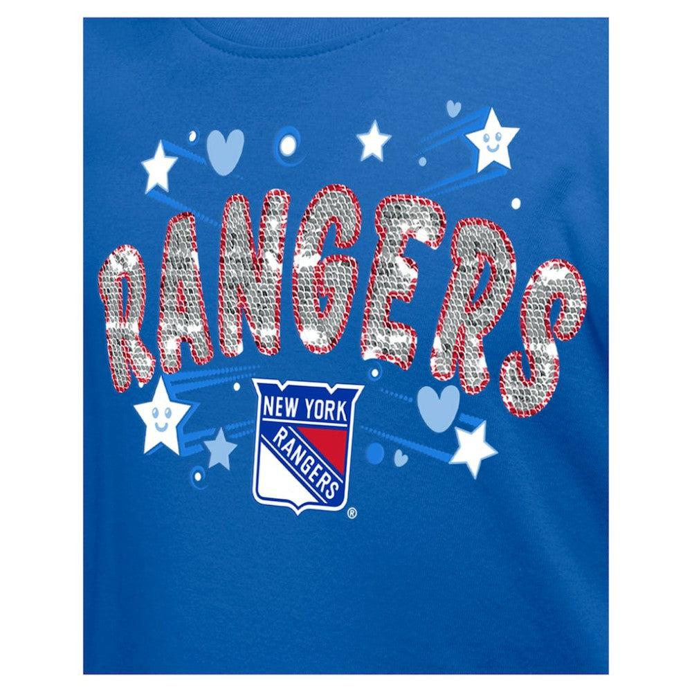 New York Rangers New Era Girl's Youth Flip Sequin T-Shirt -  NHL T-shirts
