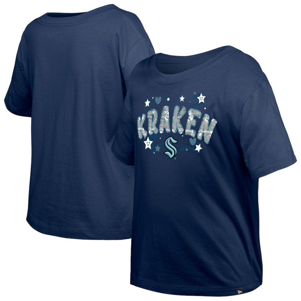 Seattle Kraken New Era Girl's Youth Flip Sequin T-Shirt -  NHL T-shirts