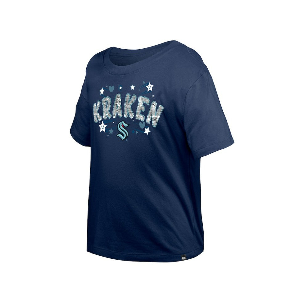 Seattle Kraken New Era Girl's Youth Flip Sequin T-Shirt -  NHL T-shirts