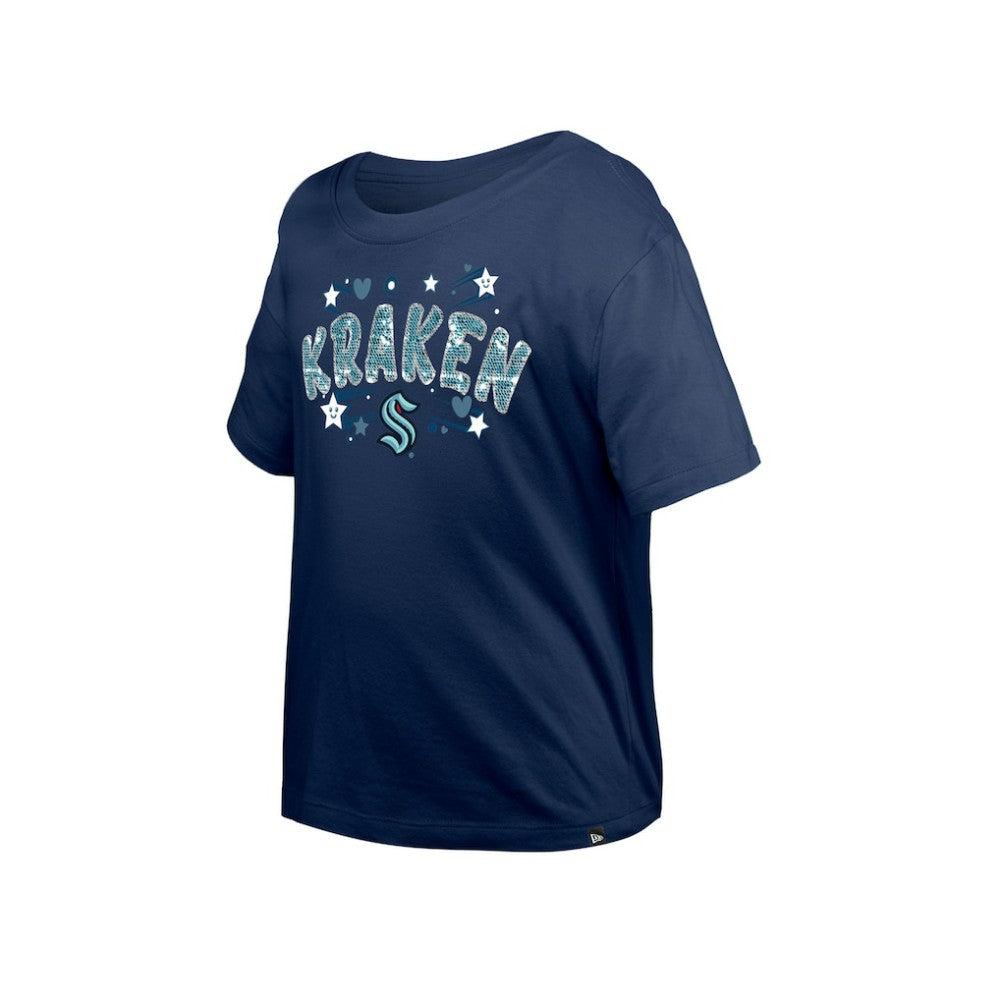 Seattle Kraken New Era Girl's Youth Flip Sequin T-Shirt -  NHL T-shirts