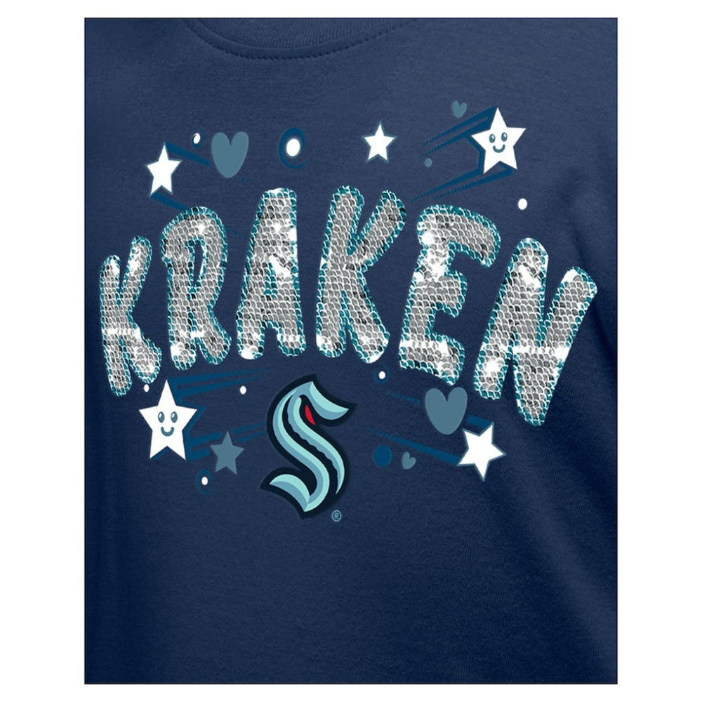 Seattle Kraken New Era Girl's Youth Flip Sequin T-Shirt -  NHL T-shirts