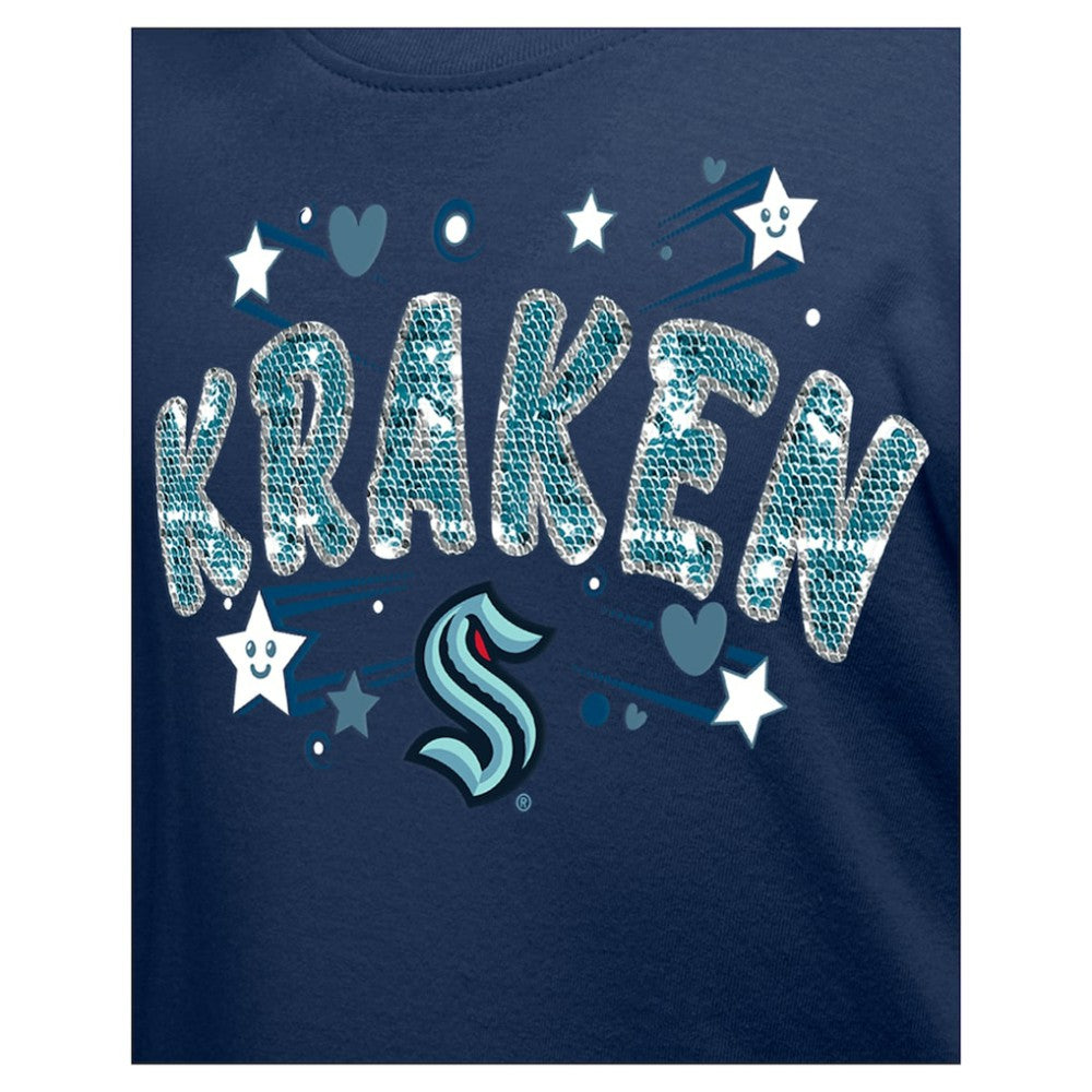 Seattle Kraken New Era Girl's Youth Flip Sequin T-Shirt -  NHL T-shirts