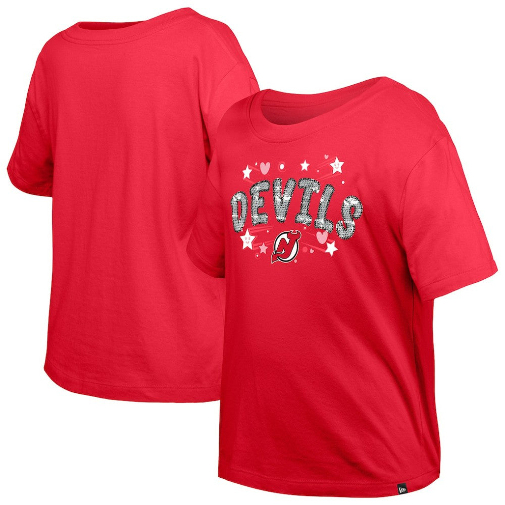 New Jersey Devils New Era Girl's Youth Flip Sequin T-Shirt -  NHL T-shirts