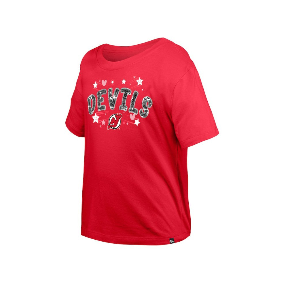 New Jersey Devils New Era Girl's Youth Flip Sequin T-Shirt -  NHL T-shirts