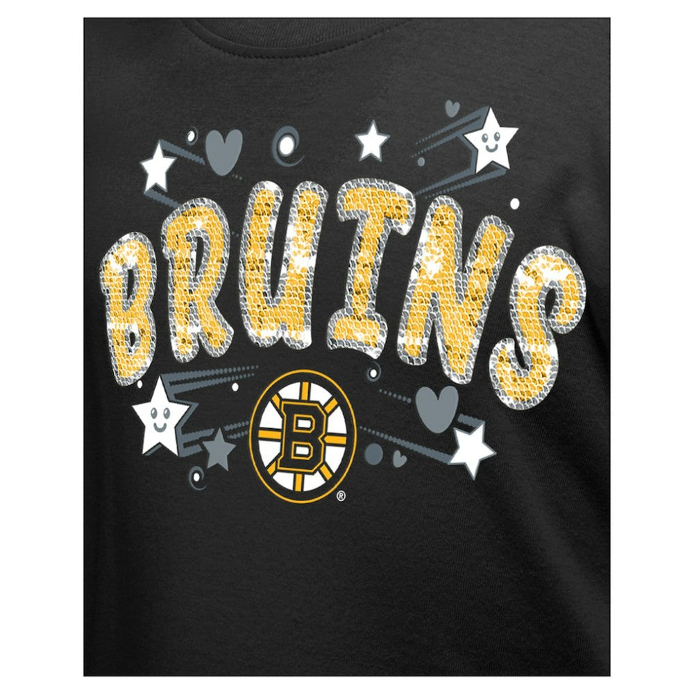 Boston Bruins New Era Girl's Youth Flip Sequin T-Shirt -  NHL T-shirts