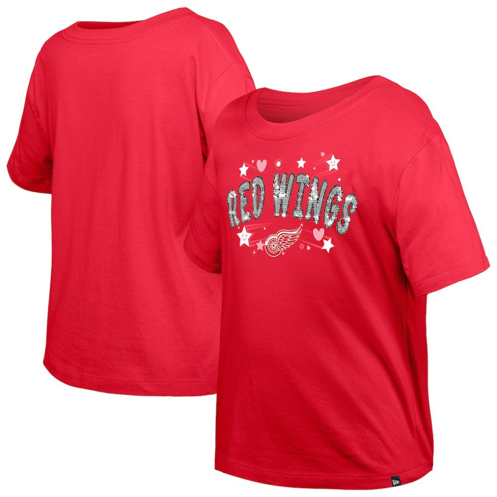 Detroit Red Wings New Era Girl's Youth Flip Sequin T-Shirt -  NHL T-shirts