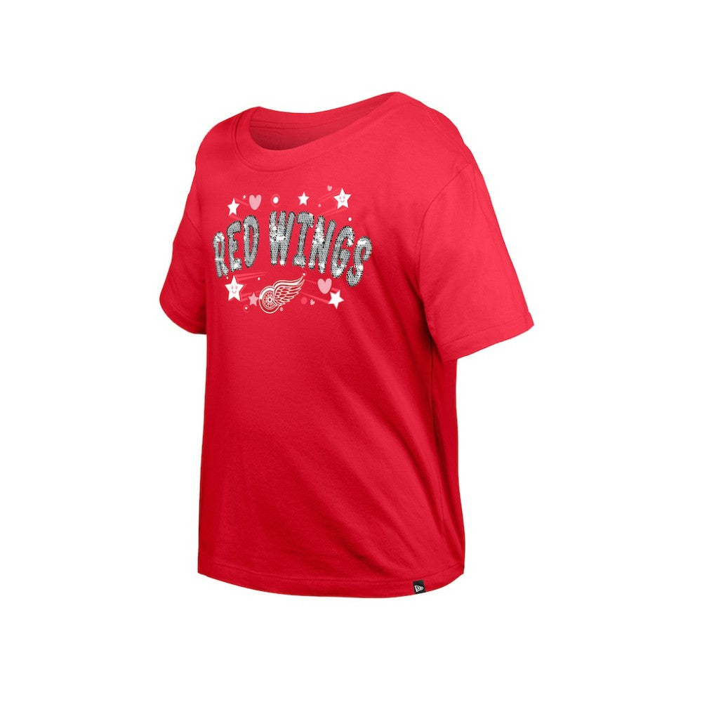 Detroit Red Wings New Era Girl's Youth Flip Sequin T-Shirt -  NHL T-shirts